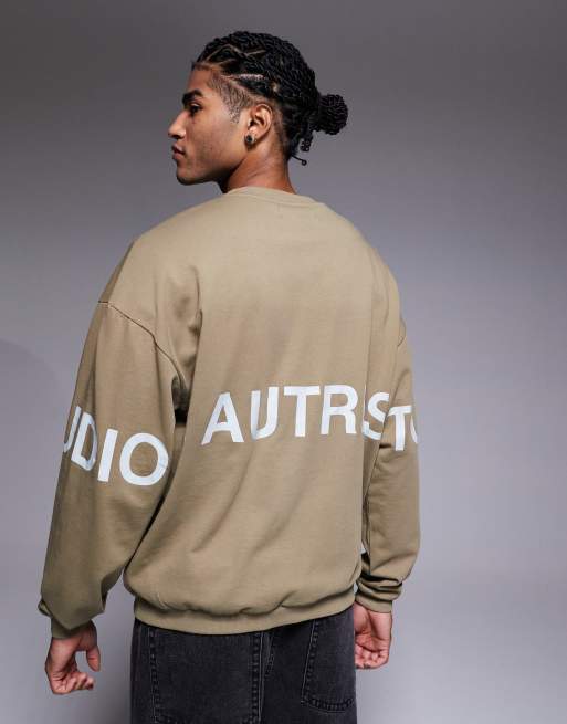 River Island 'Autre Studios' crew neck sweatshirt in medium stone, 3 of 5