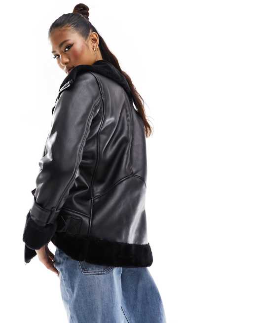 River Island aviator jacket in black