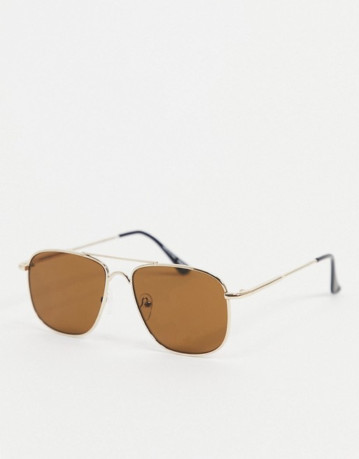River Island aviator sunglasses in gold
