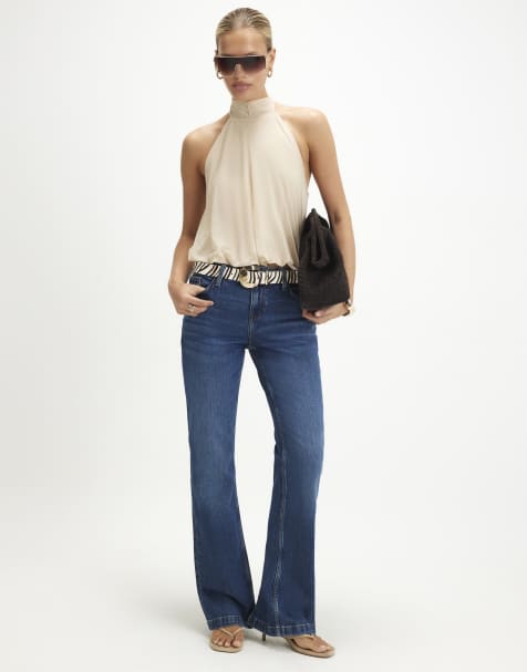 River Island Back split seam bootcut jeans in denim - medium - view 1