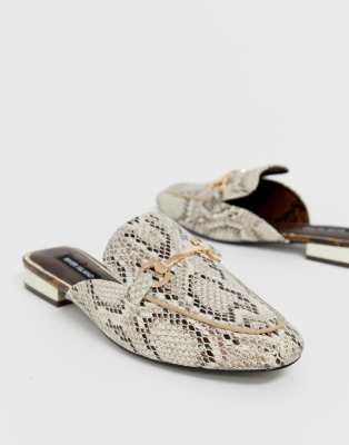 snakeskin backless loafers