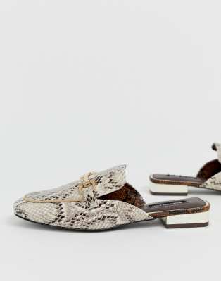 snakeskin backless loafers