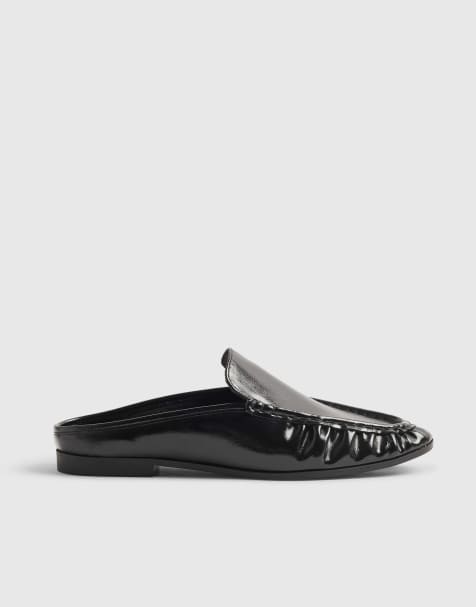 River Island Backless ruched loafer in black - view 1