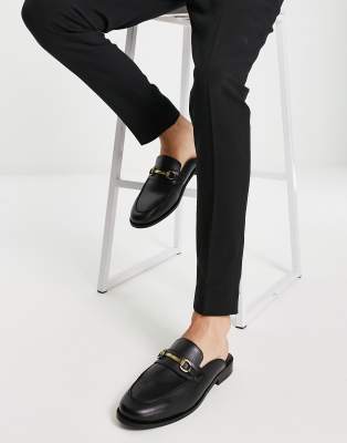 River Island backless snaffle loafer in black