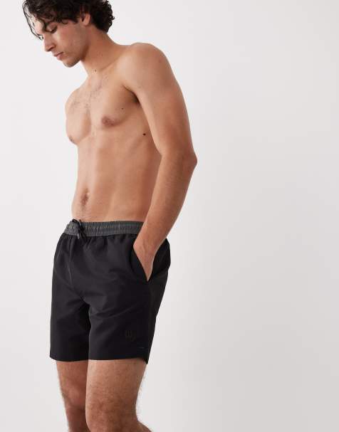 River Island – Badeshorts in Schwarz mit Farbblockdesign - view 1