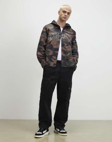 River Island Baggy fit cargo trousers in black - view 1