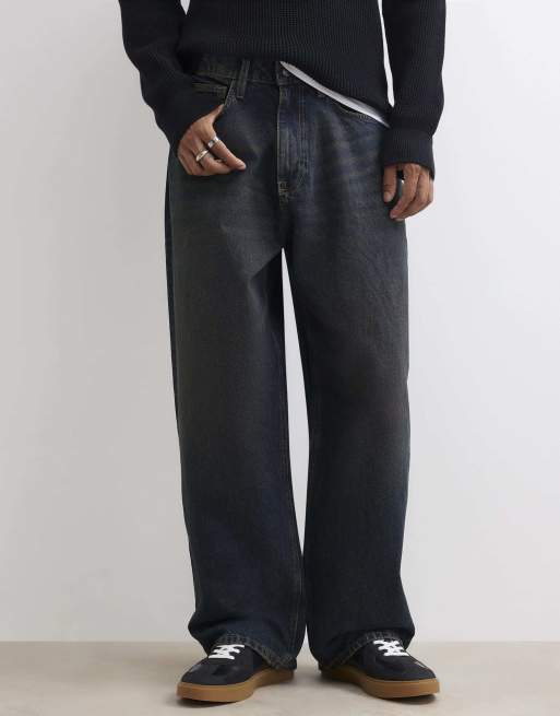 River Island Baggy fit dark wash jeans in denim - dark, 3 of 4