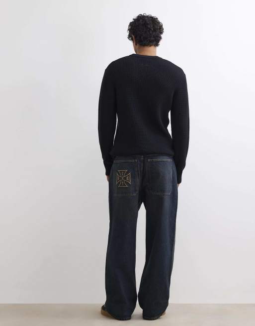 River Island Baggy fit dark wash jeans in denim - dark, 4 of 4