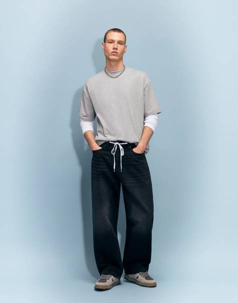 River Island Baggy fit washed jeans in black