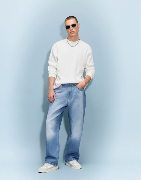 River Island Baggy fit washed jeans in denim - medium - view 1