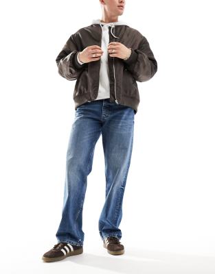 River Island baggy jean in mid blue - ASOS Price Checker