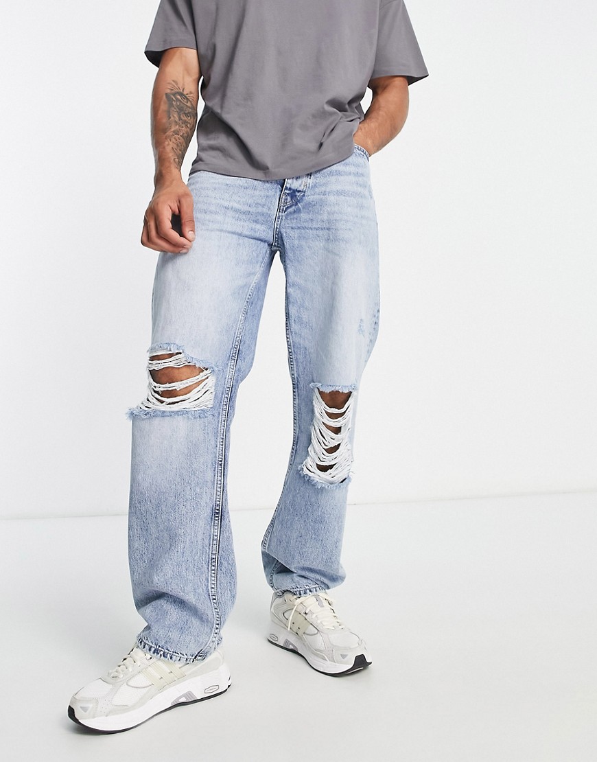 River Island baggy ripped jeans in light blue