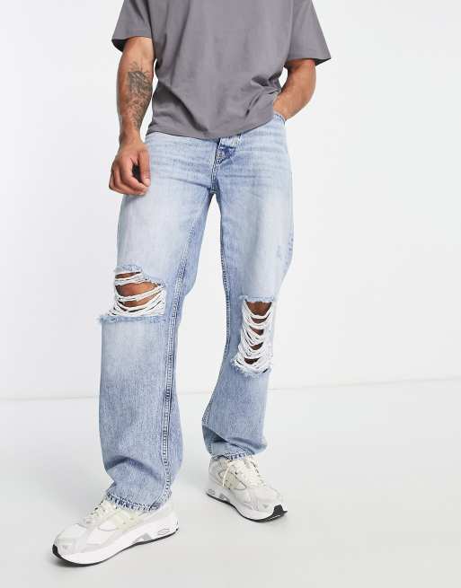 Mens baggy hot sale ripped jeans