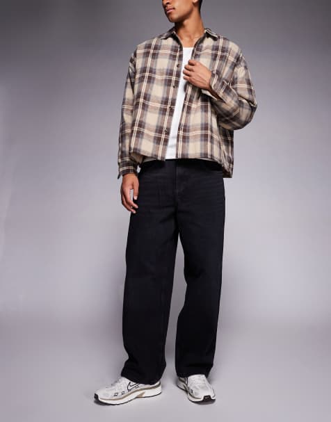 River Island baggy washed jeans in black