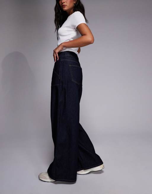 River Island baggy wide leg jean in dark denim, 3 of 5