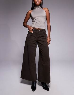 River Island Baggy Wide Leg Jeans In Gray