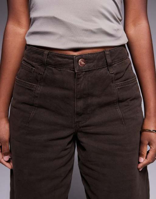 River Island baggy wide leg jeans in dark brown, 5 of 5