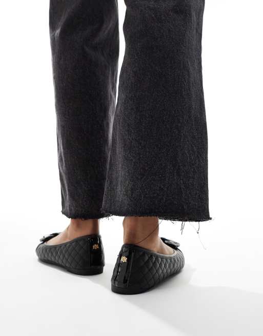 River Island ballerina flats with bow detail in black, 3 of 4