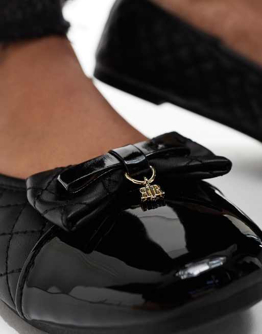 River Island ballerina flats with bow detail in black, 4 of 4