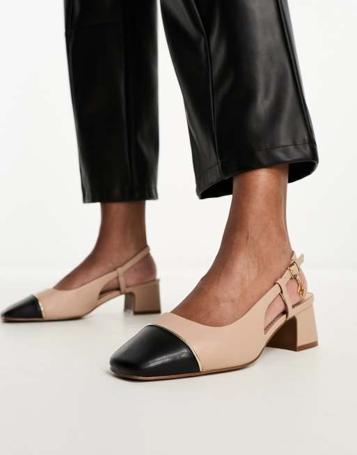 River Island - Ballerine beige con tacco largo e cinturino posteriore , 4 di 4