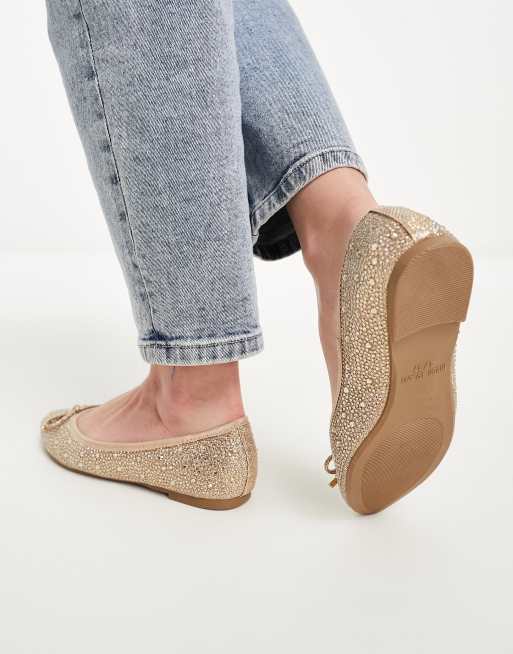 River Island Ballerine dorate a punta con dettaglio applicato a caldo ASOS