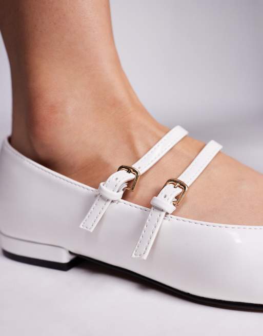 River Island - Ballerine Mary Jane bianche a punta squadrata, 2 di 4
