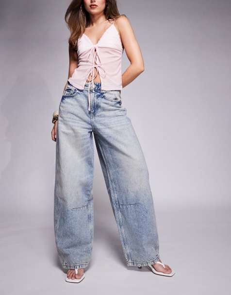 River Island balloon jeans in light wash - view 1