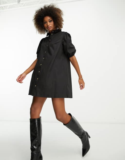 River island cheap black shirt dress