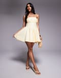 [River Island] River Island bandeau corset mini dress in butter yellow-Red 14 YELLOW