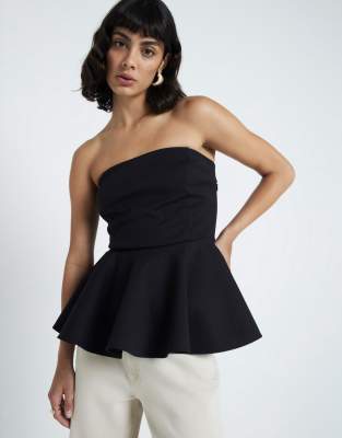 River Island Bandeau peplum top in black