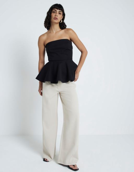 LisenraIn Women's Y2K Bubble Hem Tube Top - Strapless Peplum Party Top For Summer