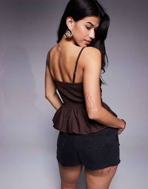 River Island – Bandeau-Top aus Popeline in Braun , 4 von 4