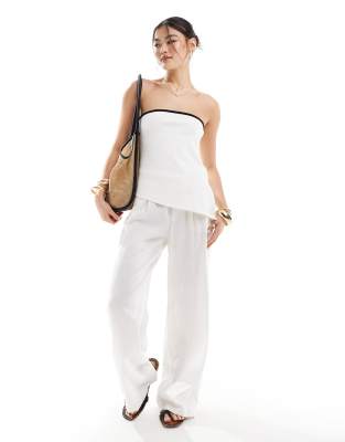 River Island Bandeau Top With Contrast Tipping In White