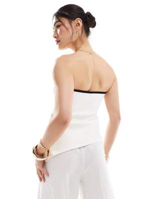 River Island Bandeau Top With Contrast Tipping In White