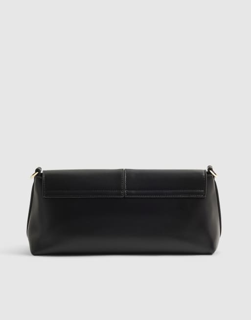 River Island Bar flap over clutch bag in black , 4 of 4