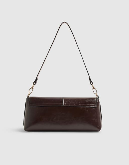 River Island Bar flap over clutch bag in burgundy - BURGUNDY, 4 of 4