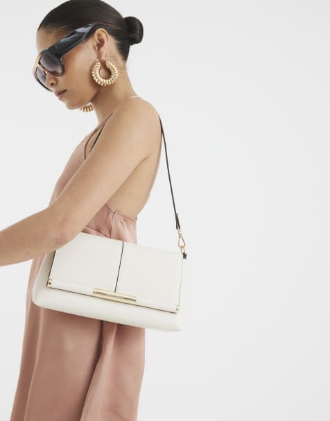 River Island Bar front clutch bag in cream - view 1