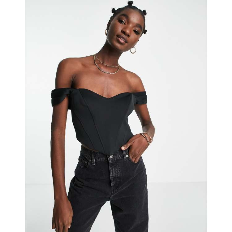 Black bardot 2024 corset top