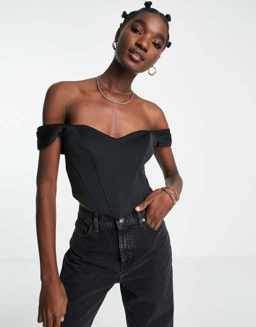 River Island Plus corset top in black