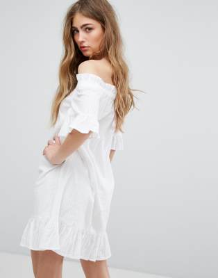 white bardot dress