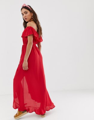 red bardot summer dress