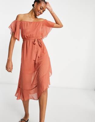 River island red 2024 bardot maxi dress