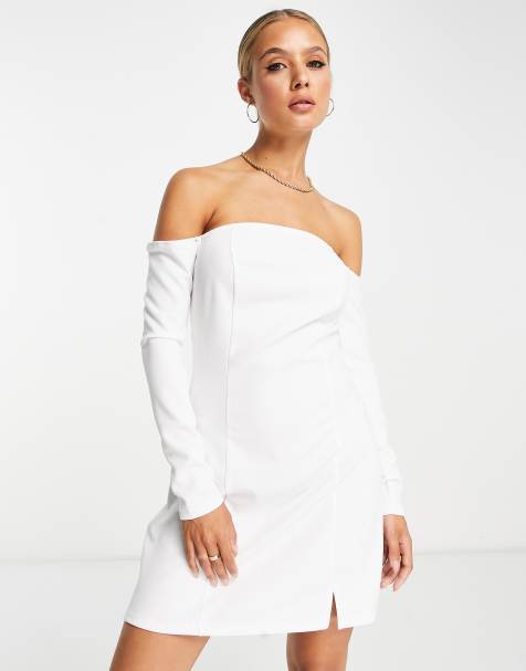 River Island bardot shift mini dress in white - view 1