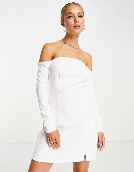 River Island bardot shift mini dress in white | ASOS