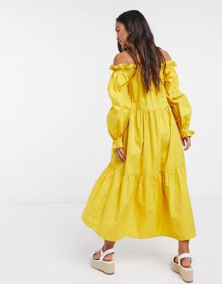 river island yellow bardot dress