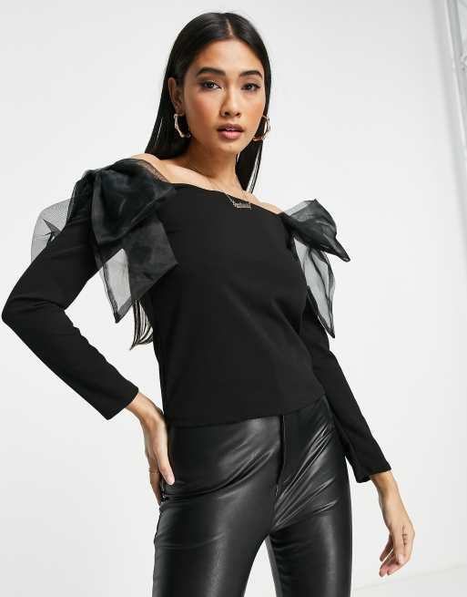 Organza bow sale top