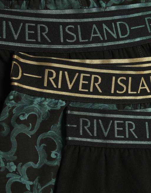 River Island Baroque print pack of 5 trunks in green, 4 of 4