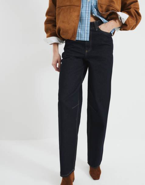 River Island barrel jean in darkwash blue - view 1