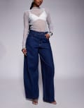[River Island] River Island barrel jeans in dark blue 16 L32 DENIM - MEDIUM