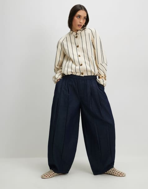 River Island Barrel leg jeans in denim - dark - view 1